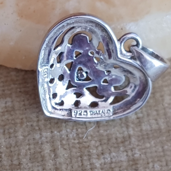 925 Sterling Silver Vintage Ornate Heart Pendant - Picture 5 of 7